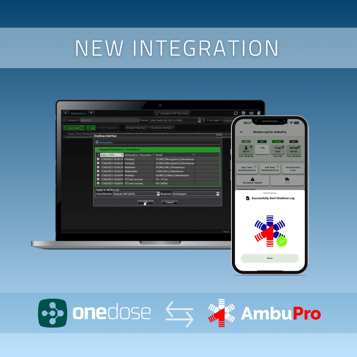 OneDose and AmbuPro Integration Enhances EMS Clinical Workflow