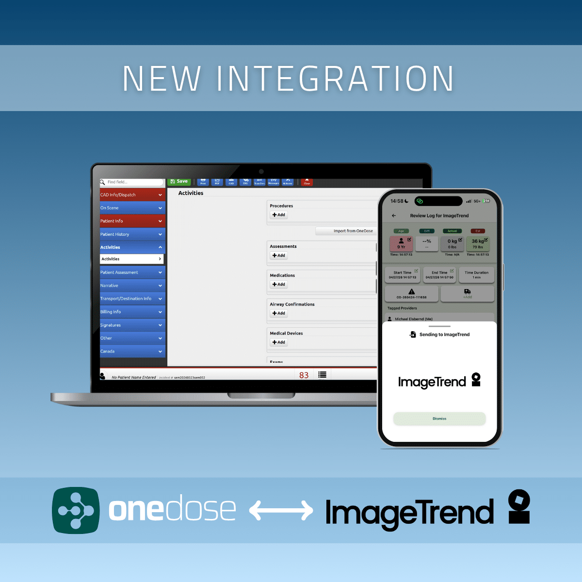OneDose and ImageTrend Announce Integration to Streamline EMS Documentation and Strengthen Patient Care