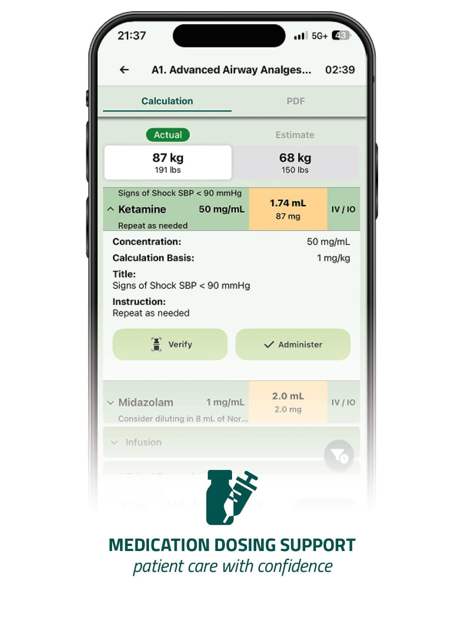 Medication dosing support in the OneDose app