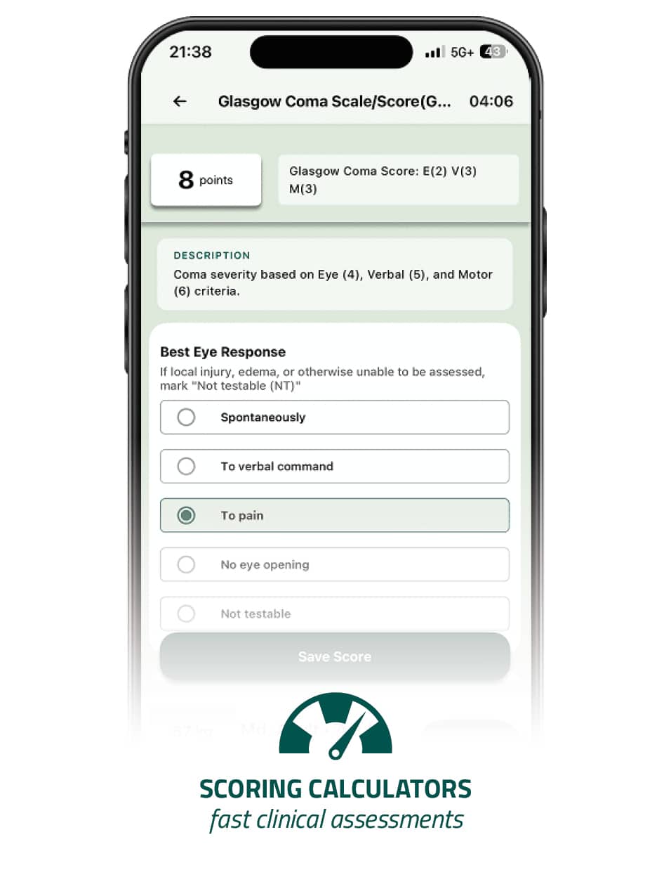 Scoring calculators in the OneDose app