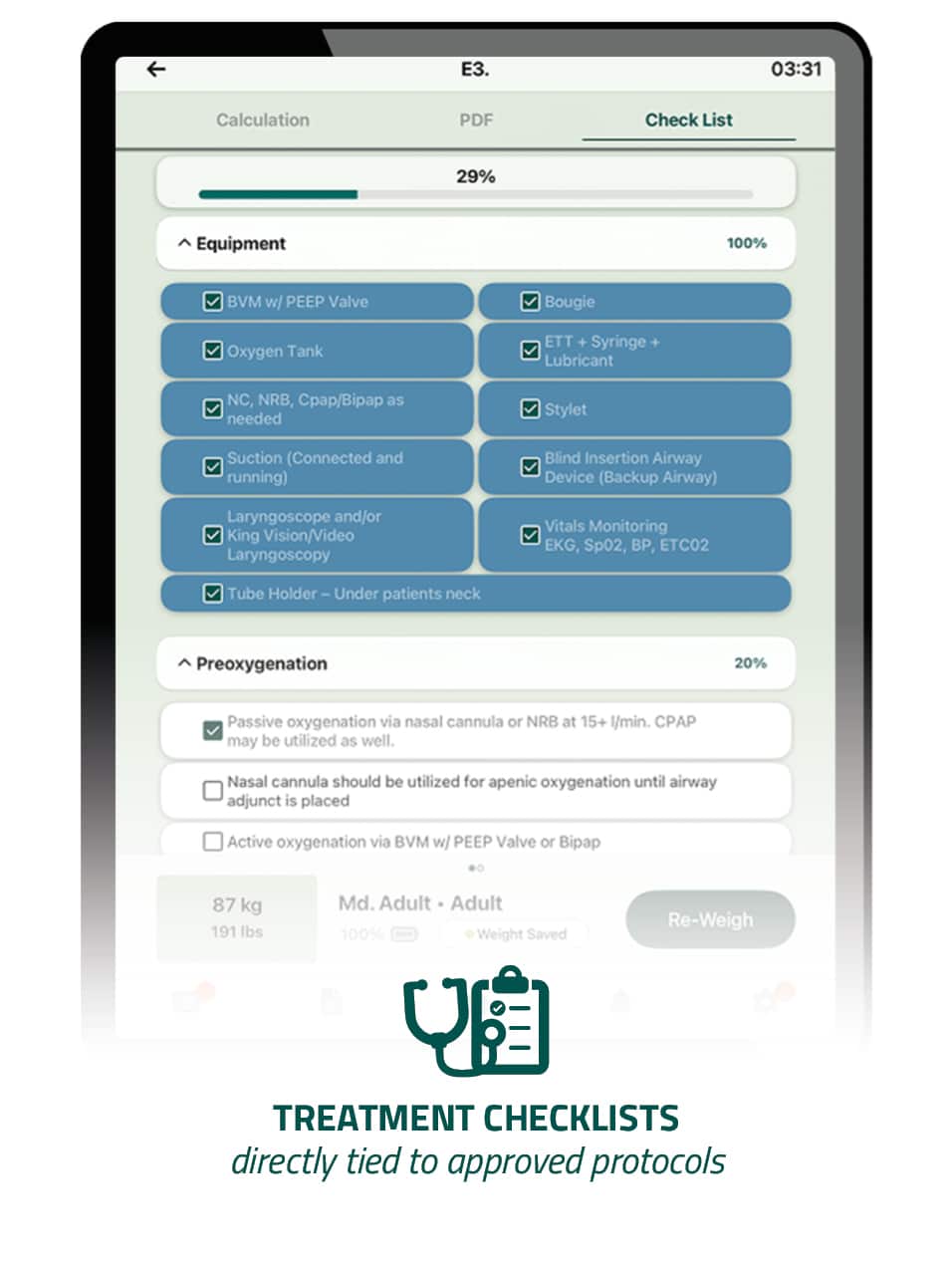 Treatment checklists in the OneDose app