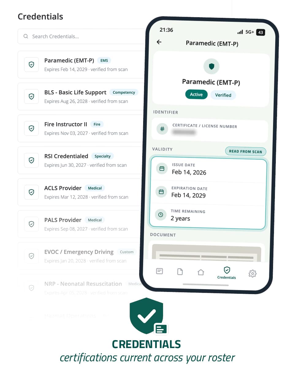 Credentials in the OneDose app