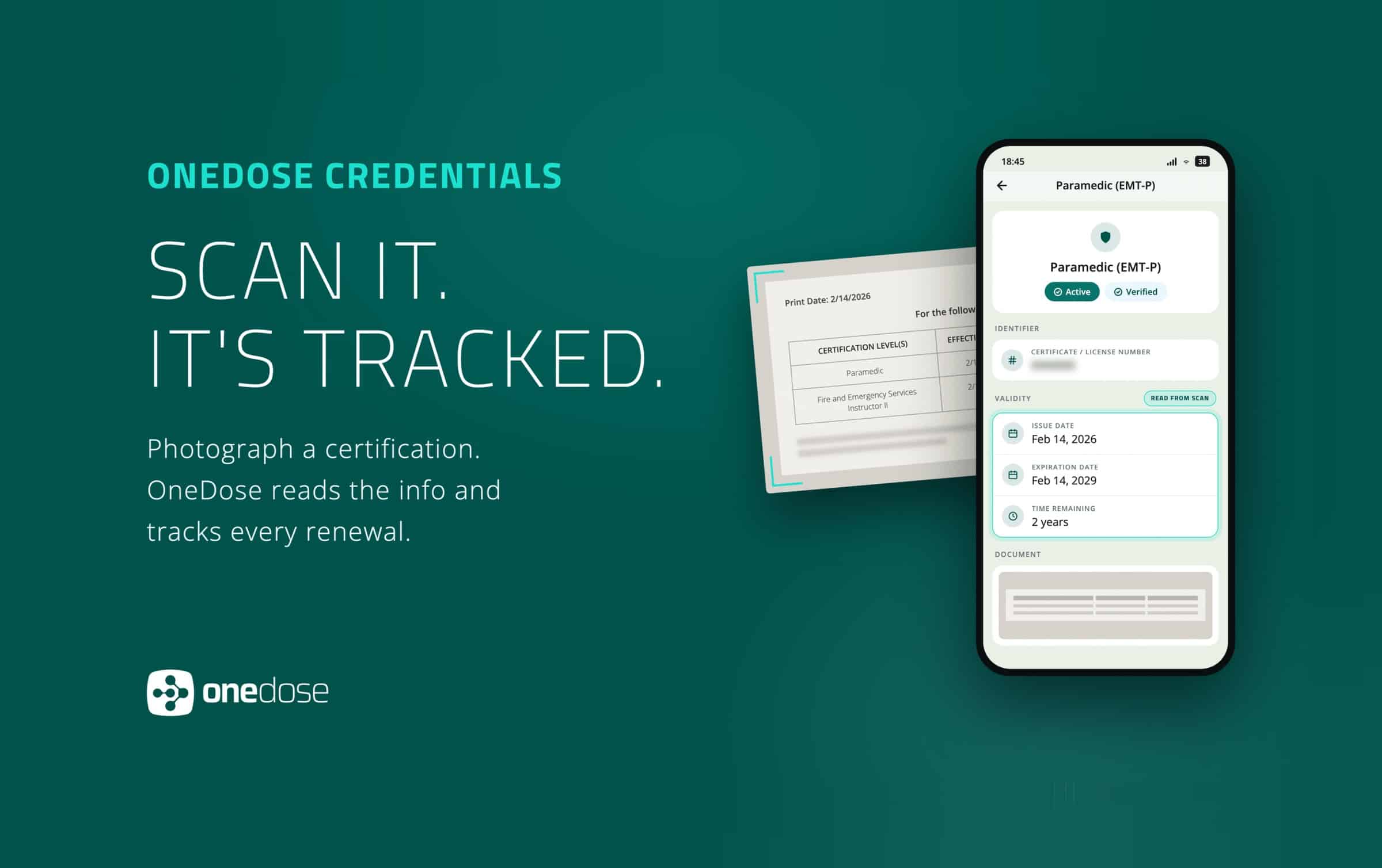 OneDose Launches OneDose Credentials, an AI-Powered Credential Tracking System Built for EMS Agencies
