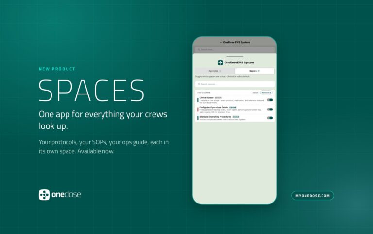 Spaces on a phone beside the headline Spaces: one app for everything your crews look up