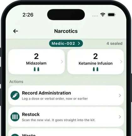 OneDose Narcotics on a phone
