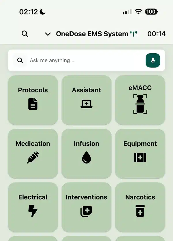 The OneDose app home screen